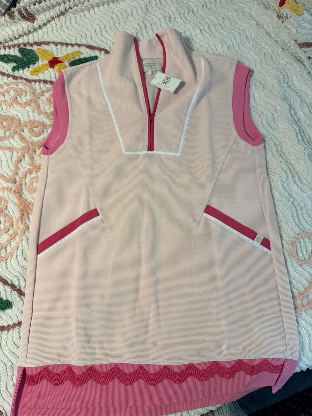 SIMPLY SOUTHERN Sleeveless Pink Quarter-Zip Women’s Dress LG
